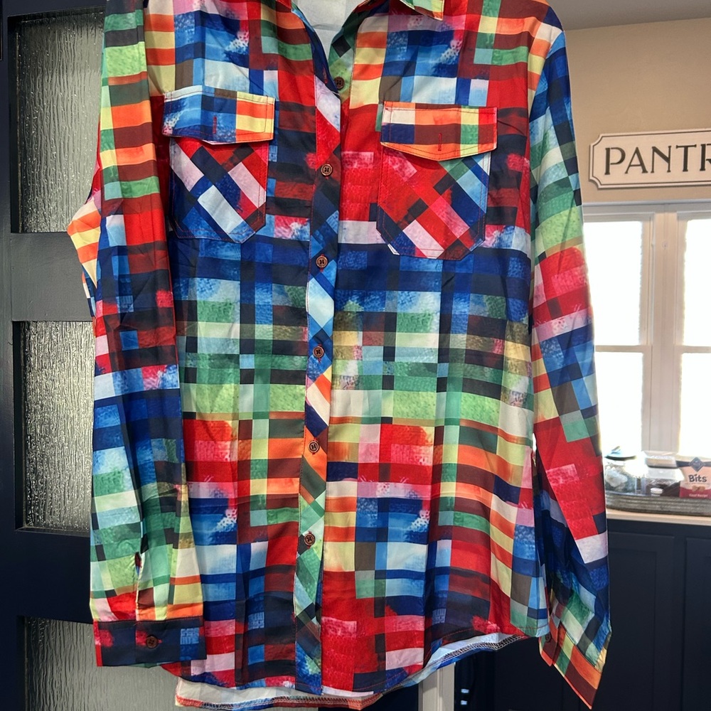 SHEIN Red and Blue Blouse